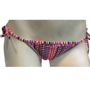 Victoria's Secret Multi Geo Stripe Cut Out Side Tie Swim Bottom XS